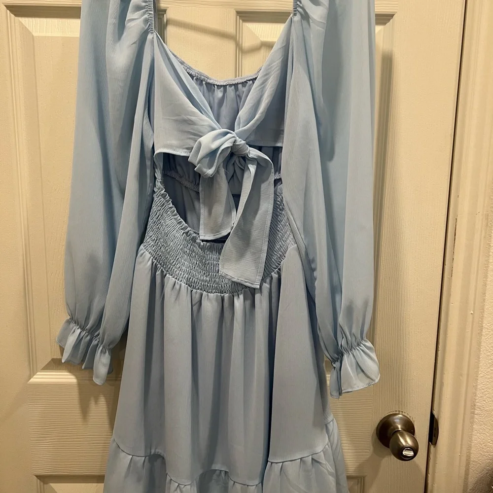 Amazon Light Blue Long Sleeve Dress - Picture 2 of 2